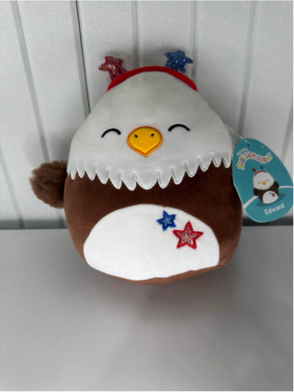 Squishmallows Edward the Bald Eagle 8” Plush NWT Patriotic Red White Blue Stars